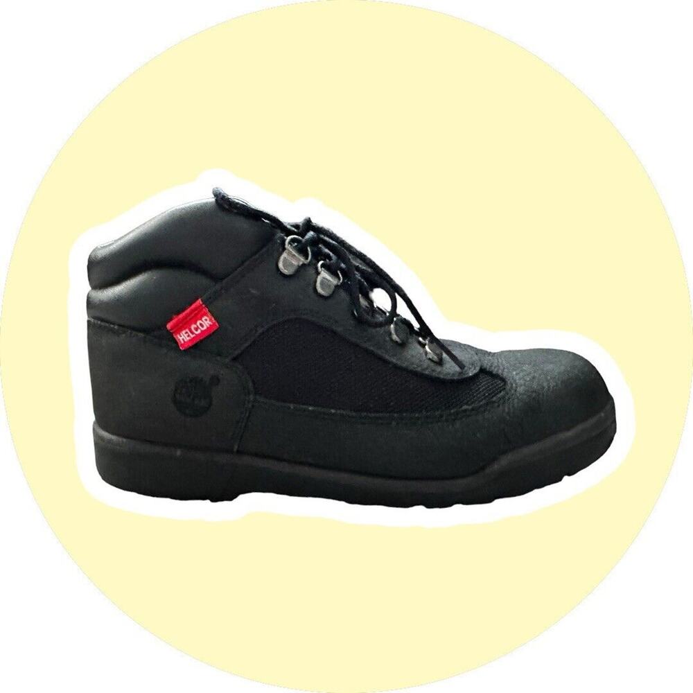 Timberland Helcor Boy's Black Canvas Outdoor Field Hiking Boots Size 5.5